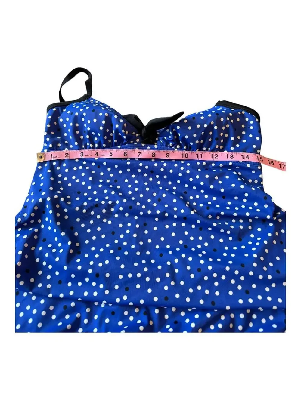 Kim Rogers | Women's Blue Polkadot One Piece Swimsuit | Size L | 0849